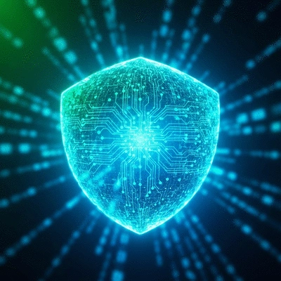 Abstract representation of a digital privacy shield protecting personal data