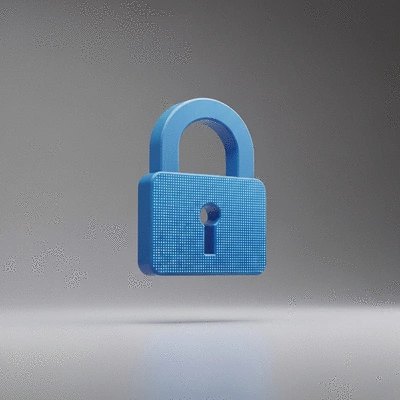A secure digital lock icon on a minimalist background representing privacy