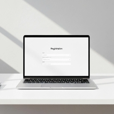 Person using a laptop to sign up for a service with a clean interface