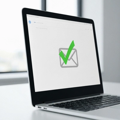 Close up of a computer screen showing email validation code and security symbols